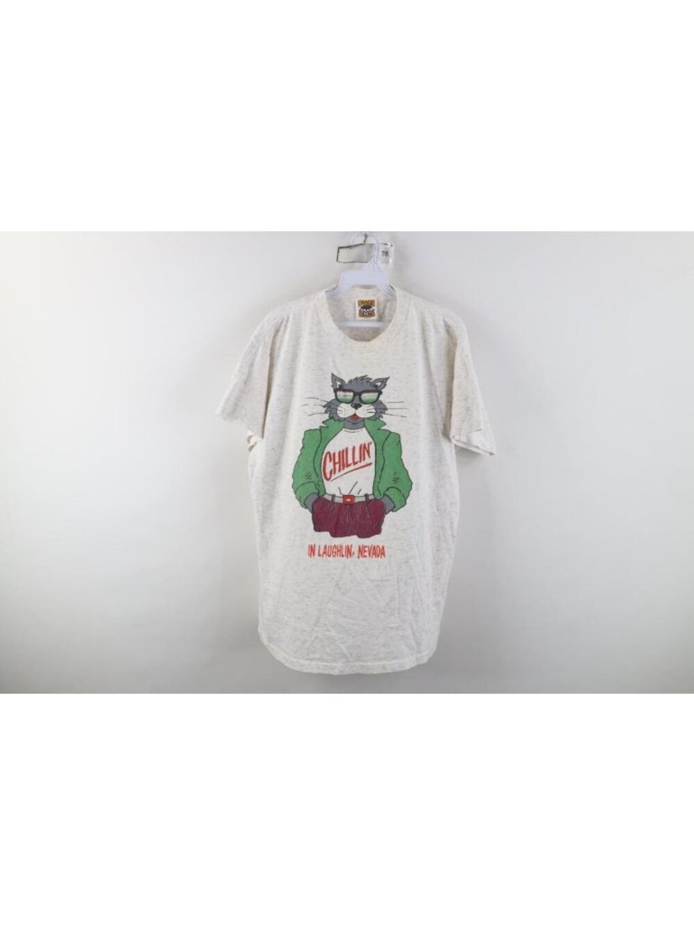 Vtg 80s 90s Streetwear Mens Large Distressed Chillin Cool Cat Nevada T-Shirt USA